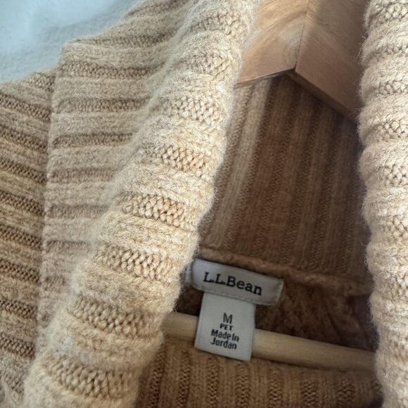 LL Bean Sweater Womens Medium Beige Tan Turtleneck Pullover Side Zip Knit - Picture 6 of 11